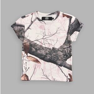 DARC SPORT WOLVES "BABY" TEE IN BROWN/LIGHT MAUVE WOODLAND CAMO